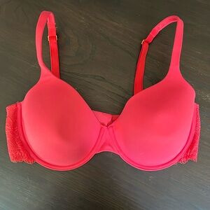 Soma Embraceable Enchanting Lace Demi Bra Lined Underwire Womens 38D Red
